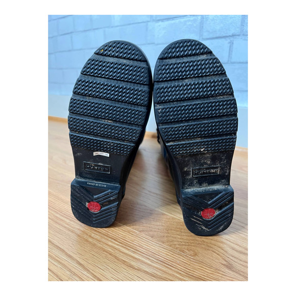 Hunter Original 6 Refined Back Strap Contrast Tall Wellington Rain Boots Black - Picture 7 of 9